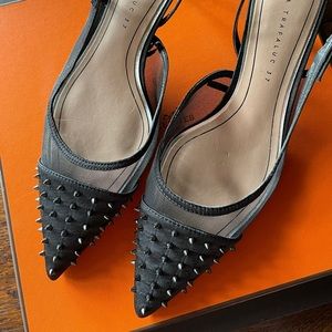 Zara Pointy Toe Spiked Mesh Kitten Heels Size 6.5